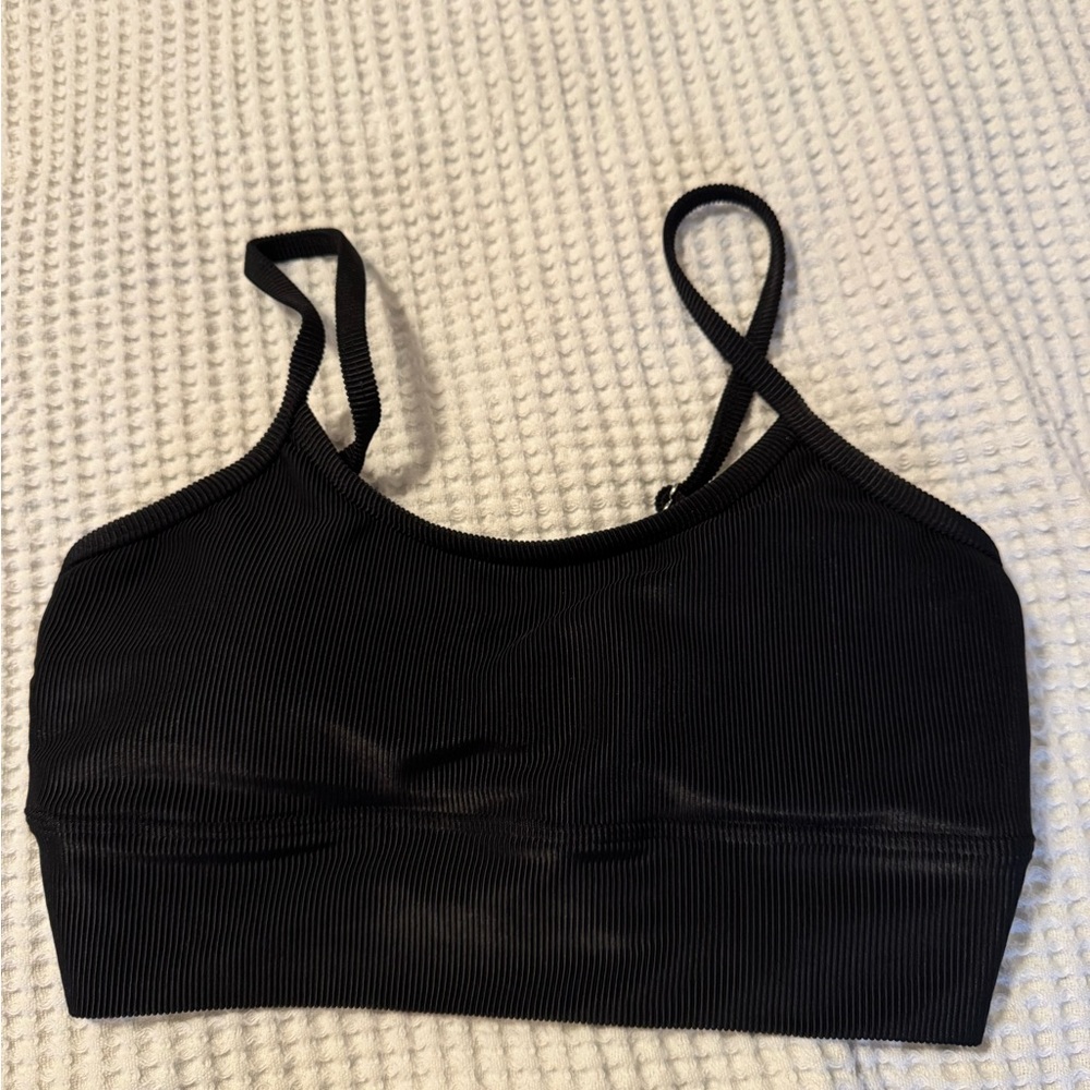 LainSnow Black Ribbed Bikini Top